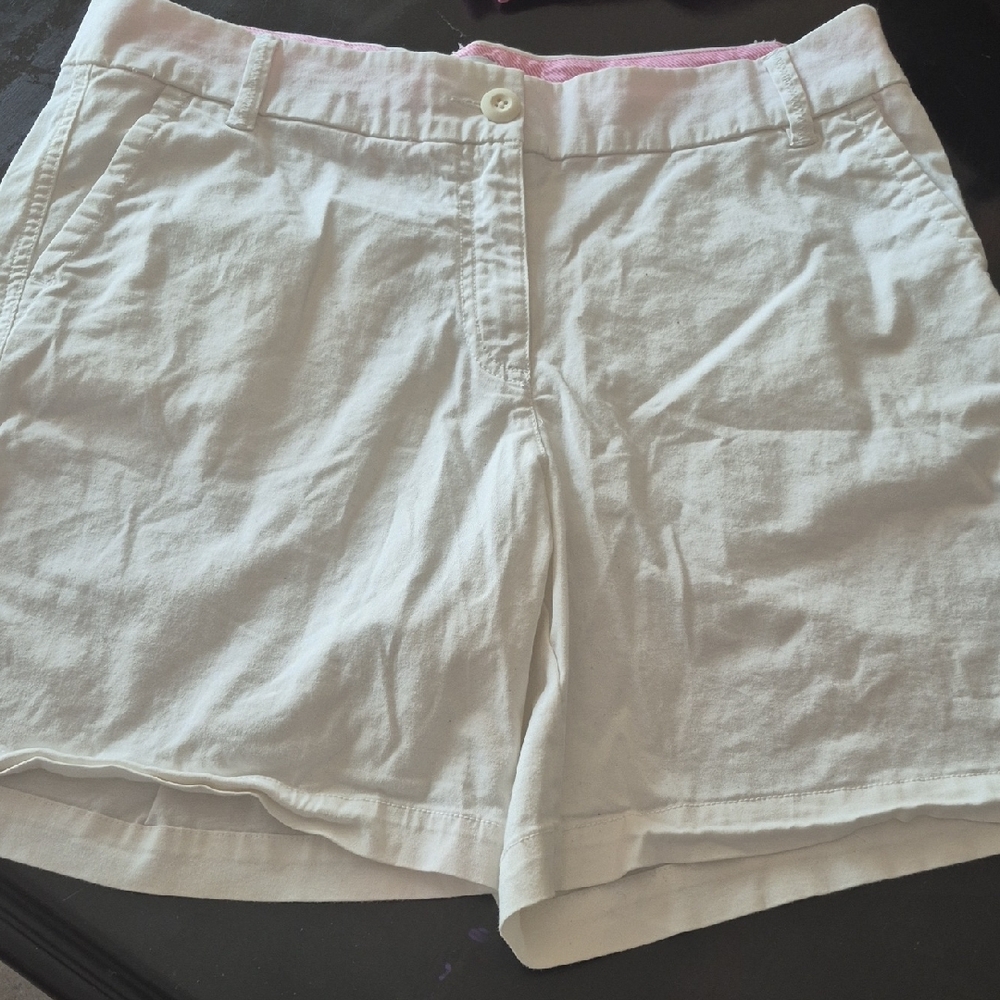 Crown & Ivy Cream Bermuda Shorts Lightweight Cotton